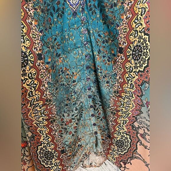 Tolani Collection Asymmetric Hem Button Front Printed Dress M - Picture 7 of 11